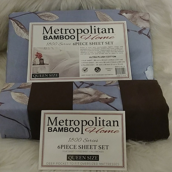 Metropolitan Bamboo Navy&Coffee Floral Queen Set… - Picture 9 of 9